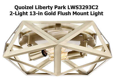 #ad Quoizel Liberty Park 2 Light 13quot; GOLD Flush Mount Light LWS3293C2 BNIB $117.99