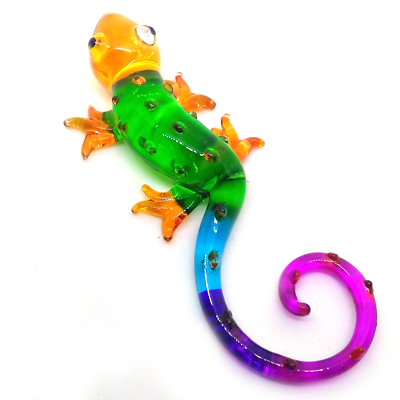 #ad Gecko lizard #4 hand blown glass art figurine crystal sculpture animals decor $14.99
