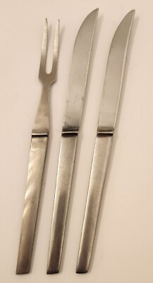 #ad Set of 3 Mid Century Stainless Steel Made in Italy Carving Knifes Serving Fork $15.97