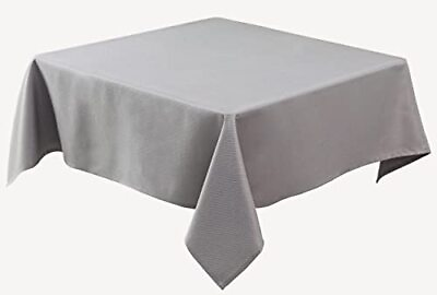 #ad Textured Fabric Tablecloths 54 X 54 Inches Square Silver Grey Water Resistant... $22.53