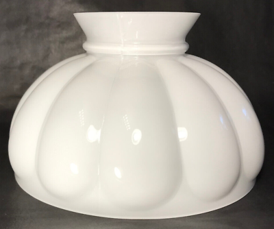 #ad New 10quot; Clear Over Opal White Melon Cased Glass Student Lamp Shade #SH050C $73.50