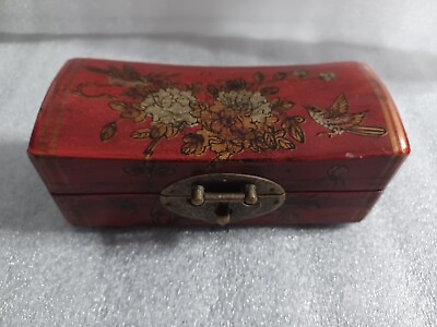 #ad Chinese antique hand made Flowers and birds pattern wood box $25.00