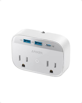 #ad Anker Portable Outlet Extender 2xAC outlet 30W USB C Port Dual USB Foldable Plug $21.99