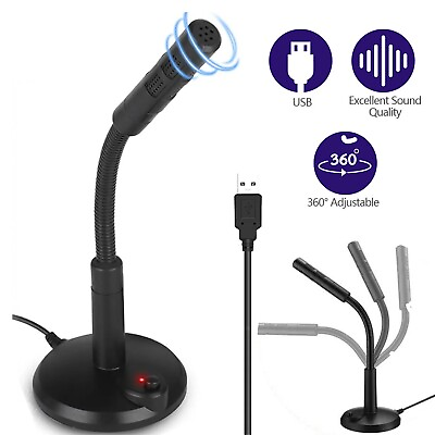 #ad USB Mini Desktop Microphone Stand Recording Condenser Mic For Computer PC Laptop $14.99