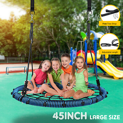 #ad 750Lbs Tree Swing for Kids 45quot; Large Round Outdoor Saucer Swing Adjustable Rope $80.36