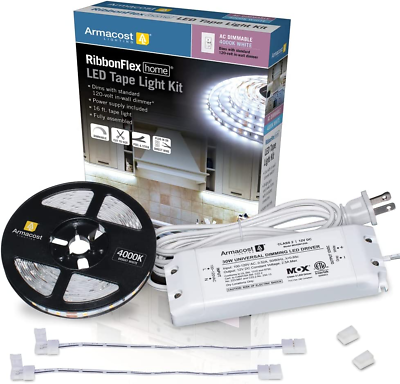 #ad Ribbonflex Home AC Dimmable Bright White LED Tape Light Kit 4000K 5M 16.4 Ft4 $69.99