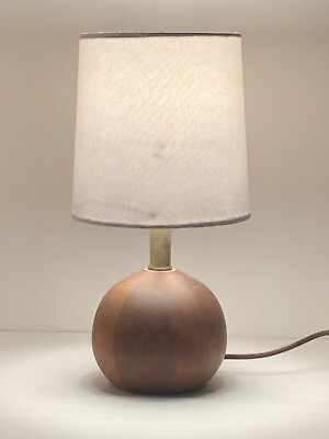 #ad Danish Scandinavian Mid Century Modern Turned Teak Lamp Vintage Authentic $429.00