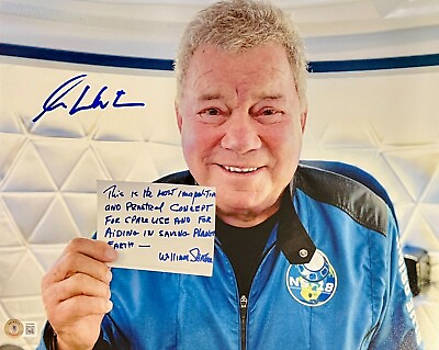 #ad William Shatner Signed 11x14 Blue Origin#x27;s Trip To Space Photo Beckett Witnessed $129.00