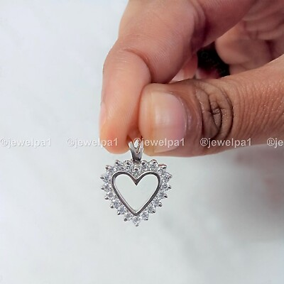 #ad Simulated Diamond Heart Wedding Pendant 1 Carat Round Cut Solid 14K White Gold $230.48