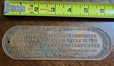 #ad 1862 Date Approx 6 Inch Copper Sign About Gentlemen Ball Washing Golf Club Repro $24.50