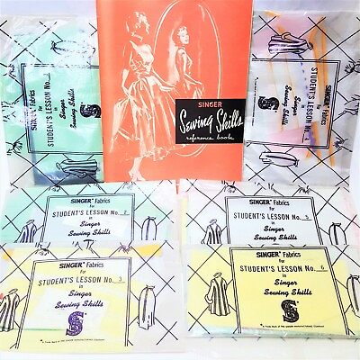 #ad Vintage Singer Sewing Skills Book amp; 6 Original Student#x27;s Lesson Kits Cello Bags $249.99