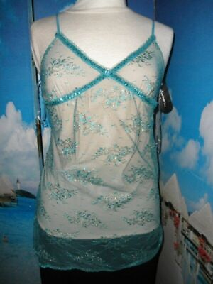 #ad NEW by COOLWEAR USA SEXY SLEEVELESS JUNIORS SIZE LARGE TOP BLOUSE TURQUOISE $19.99