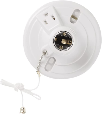 #ad Ceiling Light Bulb Holder Base with Light Socket With Pull Chain and Outlet $7.99
