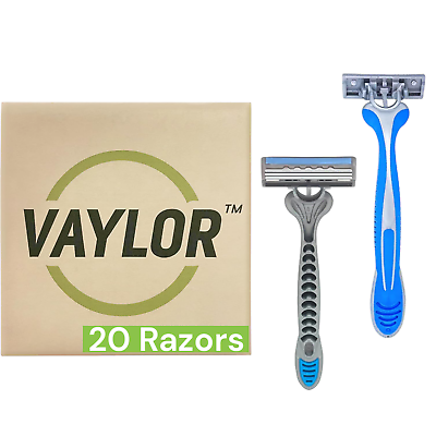 #ad Vaylor Disposable Razors Mens 20 Sensitive Skin Shaving 3 Blade Razors 20 Pack $16.98