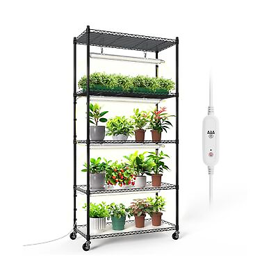 #ad Plant Shelf with Grow Lights 5 Tier Plant Stand with T8 24W Grow Light for I... $184.01