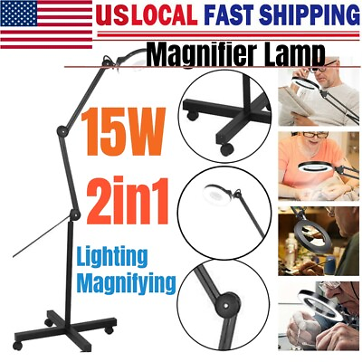 #ad 5X Diopter LED Magnifying Floor Stand Lamp Magnifier Facial Glass Reading Light $52.50