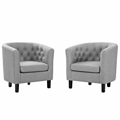 #ad Modway Prospect Tufted Fabric Upholstered Armchair in Light Gray Set of 2 $467.99