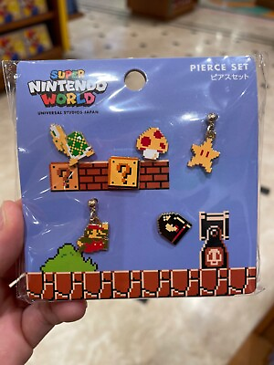 #ad USJ limited Mario pierce set 8bit pixel Super Nintendo World Universal JAPAN $39.00