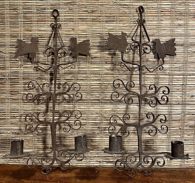 #ad French Scroll Iron Candle Holder Sconce MID CENTURY MODERN Antique EAMES Era $145.00