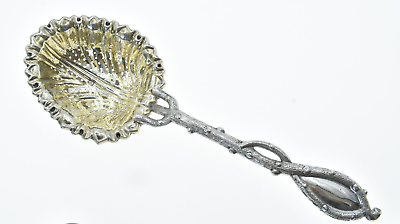 #ad Best Antique 1854 Russian 84 Sterling Silver Tree Tea Strainer Gilt Spoon Russia $485.00