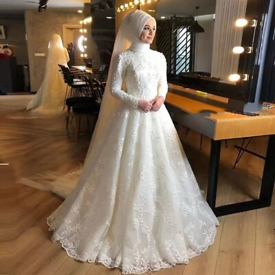 #ad 2024 Bride Wedding Dress Women Off white Bridal Gown Muslim Princess Frocks $136.66