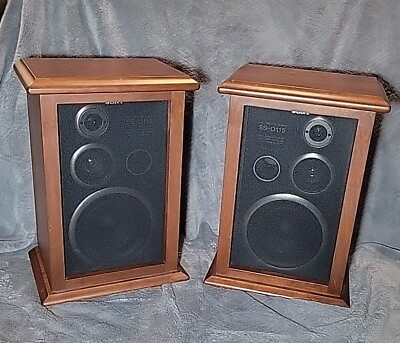 #ad Sony SS D115 Bookshelf Speakers 3 Way Tested Custom Solid Wood Cabinets $150.00