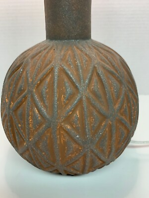 #ad Textured Ceramic Geometric Pattern Gray Rust Table Lamp Industrial Look EUC $30.00
