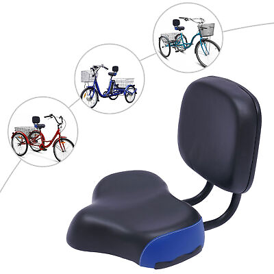 #ad Universal Bicycle Seat Large Comfort Wide Saddle Seat With Back Rest Cushion HOT $36.91