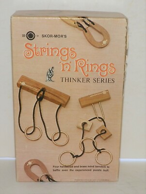 #ad Strings N Rings Toy Game Set Wooden Wood Thinker Series with Instructions $9.95
