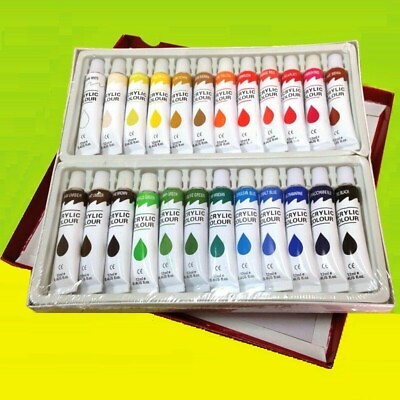 #ad 24 PC ACRYLIC Paint Set Professional Artist Color Painting 12ml Tubes $15.93