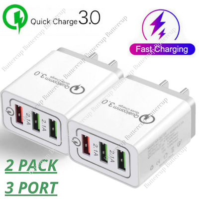 #ad 2PACK Fast Quick Charge QC 3.0 USB Wall Charger Adapter 3Port For iPhone Samsung $11.24