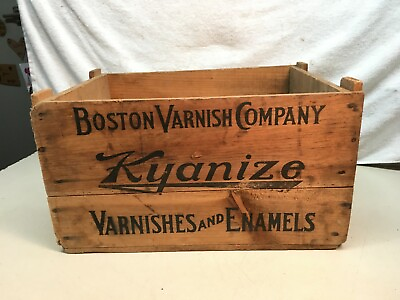 #ad Antique Boston Varnish Company Wood Packing Crate Kyanize Varnish and Enamels $112.50