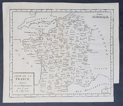 #ad 1794 Charles Delamarche Antique Map of France by Departments $24.19