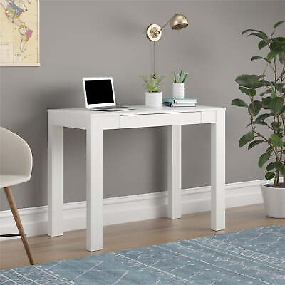 #ad Mainstays Parsons Desk The white woodgrain finish on the laminated MDF $88.92