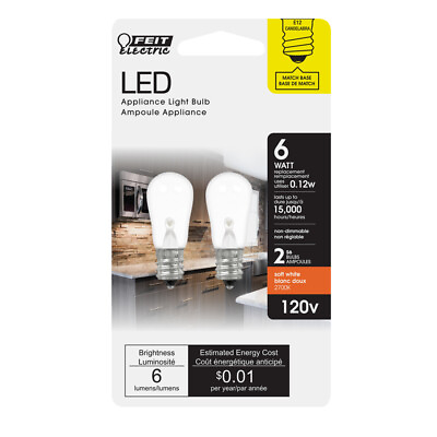 #ad Feit Electric S6 E12 Candelabra LED Bulb Soft White 6 Watt Equivalence 2 pk $9.14
