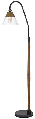 #ad Cal Lighting BO 3128FL 60W Hinton Downbridge Rubber Wood Metal Floor Lamp w Gla $122.80