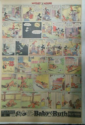 #ad Mickey Mouse amp; Pluto the Pup Sunday Walt Disney from 3 5 1939 Full Page Size $16.00