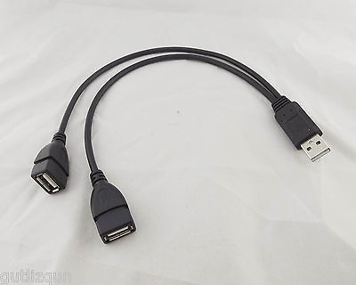 #ad 1x USB 2.0 A Male To Dual USB Female Jack Y Splitter Hub Power Adapter Cable 1FT $2.88