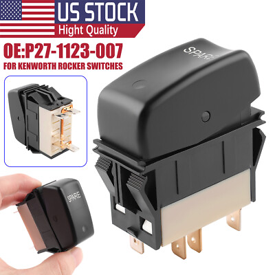 #ad 1Pcs Direct Fit Spare Rocker Switch For Kenworth T660 P27 1123 007 Black Plastic $16.50