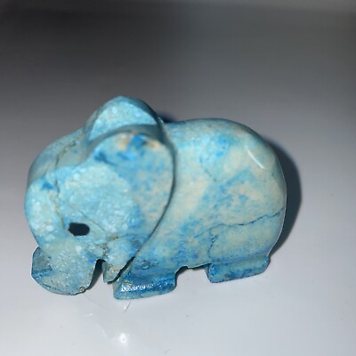 #ad Hand Carved Stone Elephant Figurine Blueish Just Adorable $11.25