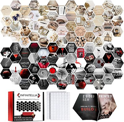 #ad 50 PCS WALL COLLAGE KIT AETHETIC PICTURES DOUBLE SIDED amp; HEXAGONAL BOHO DECOR $14.95