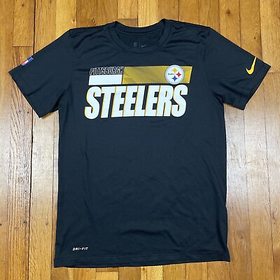 #ad Pittsburgh Steelers Shirt Mens Small On Field Apparel Nike Tee Dri Fit Black $13.49