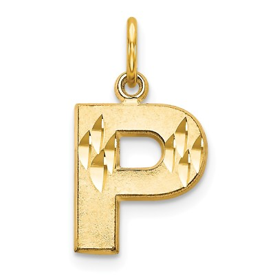 #ad 14k Yellow Gold Initial P Charm Pendant 0.79 Inch $135.54