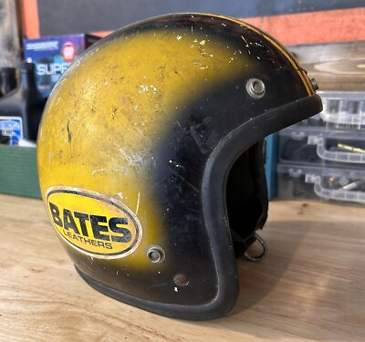 #ad Vintage Antique Motorcycle Helmet Bates Leathers Racing Chopper Harley Davidson $125.00
