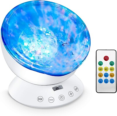#ad NIB Ocean Wave Projector LED Night Light Lamp with Adjustable Lightness Remote $14.99
