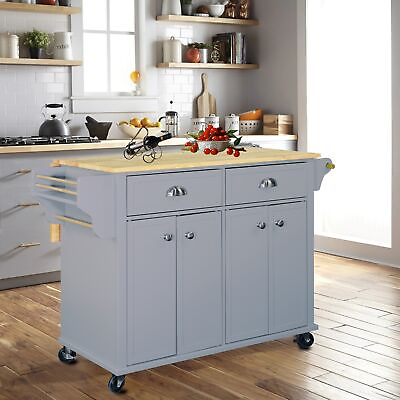 #ad Cambridge Natural Wood Top Kitchen Island with Storage $473.96