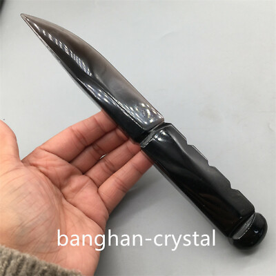 #ad Natural Obsidian Knife Quartz Crystal Carved Polished Reiki Healing 1pc $39.19