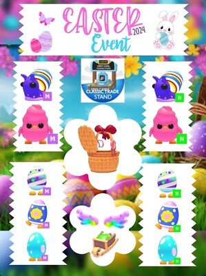 #ad Adopt From Me 2024 Easter Event Candyfloss Chick Candycane Snail Eggy Box $73.00