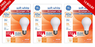 #ad 12 Bulbs GE 66246 29W 40W Replacement Soft White Medium Base Light Bulbs Bulk $29.00