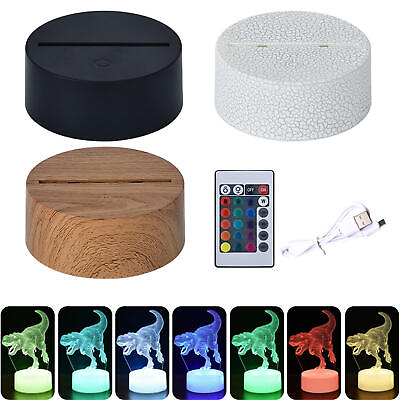 #ad 3D LED Light Base Night Lamp Remote Control USB Cable Adjustable 16 Colors Decor $12.06